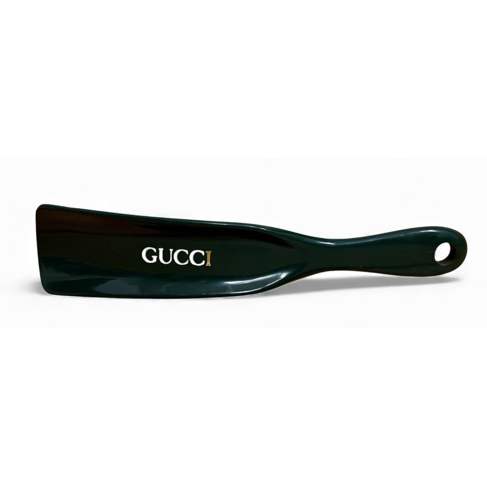 Vintage Gucci Shoe Horn Dark Green Tool Travel Portable Luxury Designer